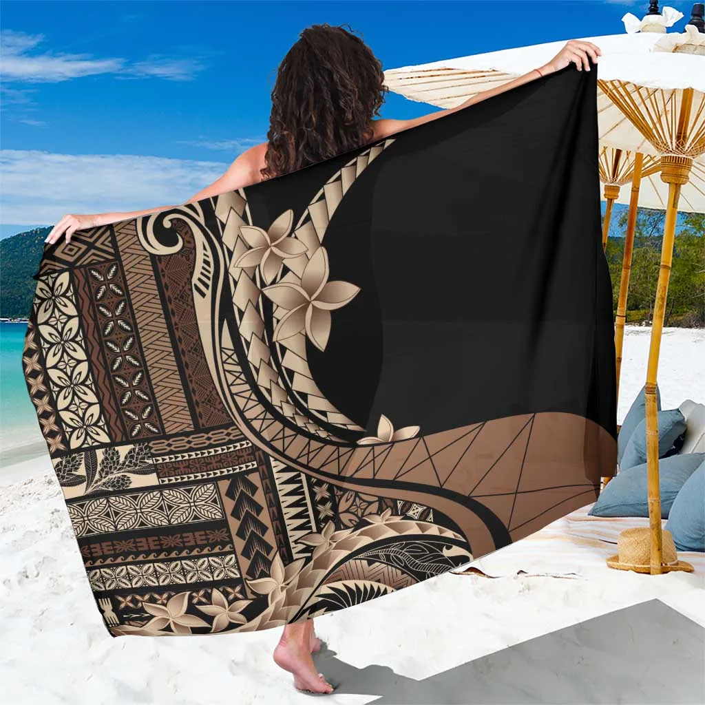 Samoa Siapo Mamanu Sarong Plumeria Black Motifs - main view