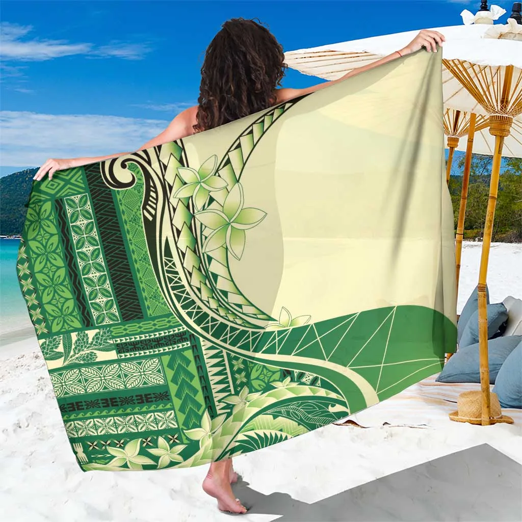 Emerald Plumeria Samoan Siapo Motif Print Sarong Beach Wrap Tropical Island Resort Pareo Wholesale - main view