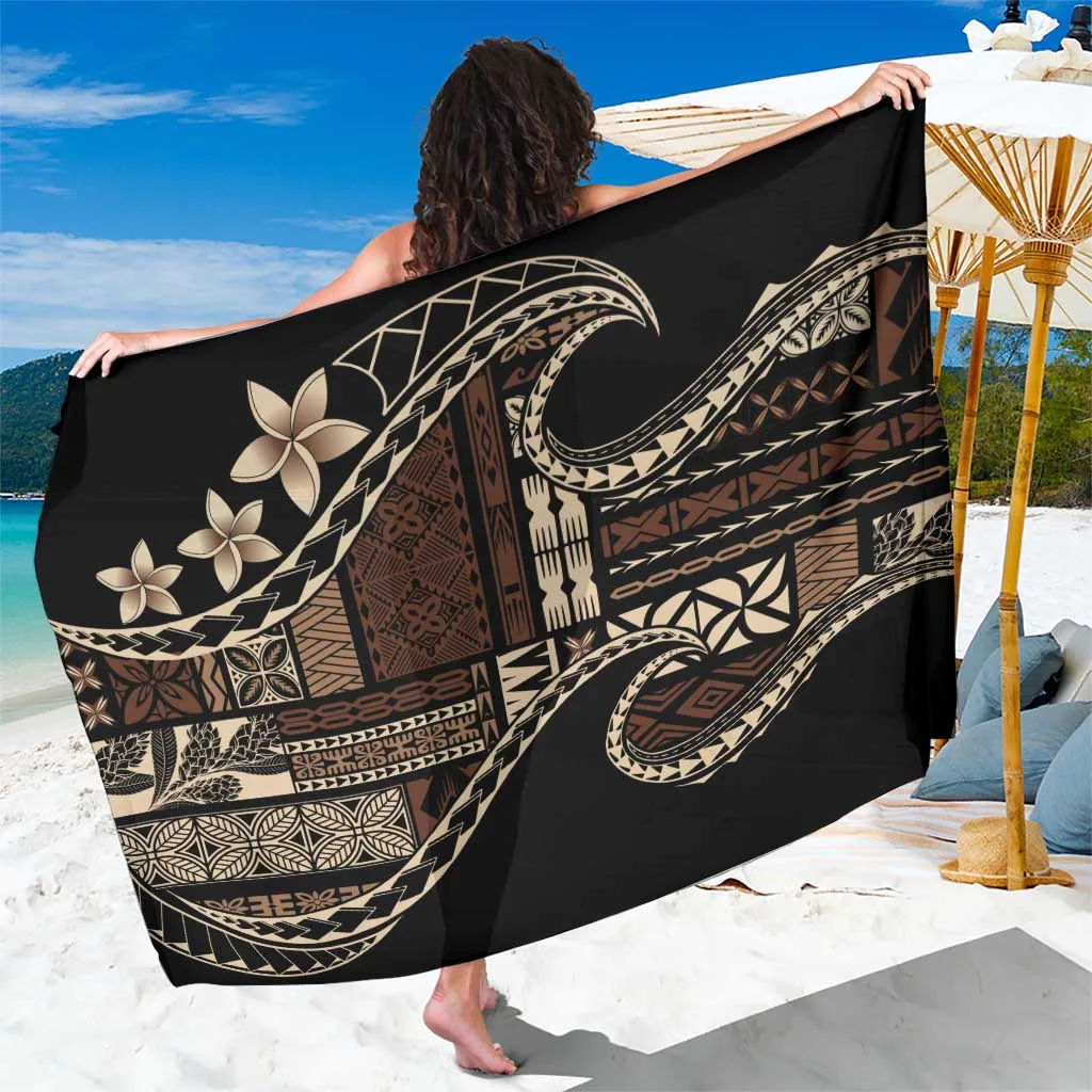 Light Blue Samoa Siapo Mamanu Wave Motifs Print Sarong South Pacific Tropical Beach Wrap Wholesale Pareo - main view