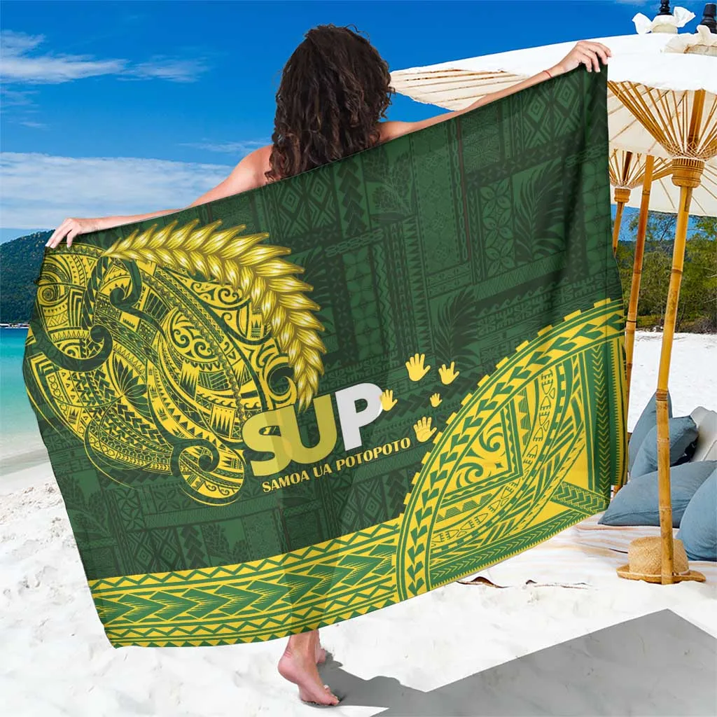 Navy Samoa Tribal Sunflower Palm Leaf Print Sarong South Pacific Tropical Beach Cover Up Wholesale Pareo - main view