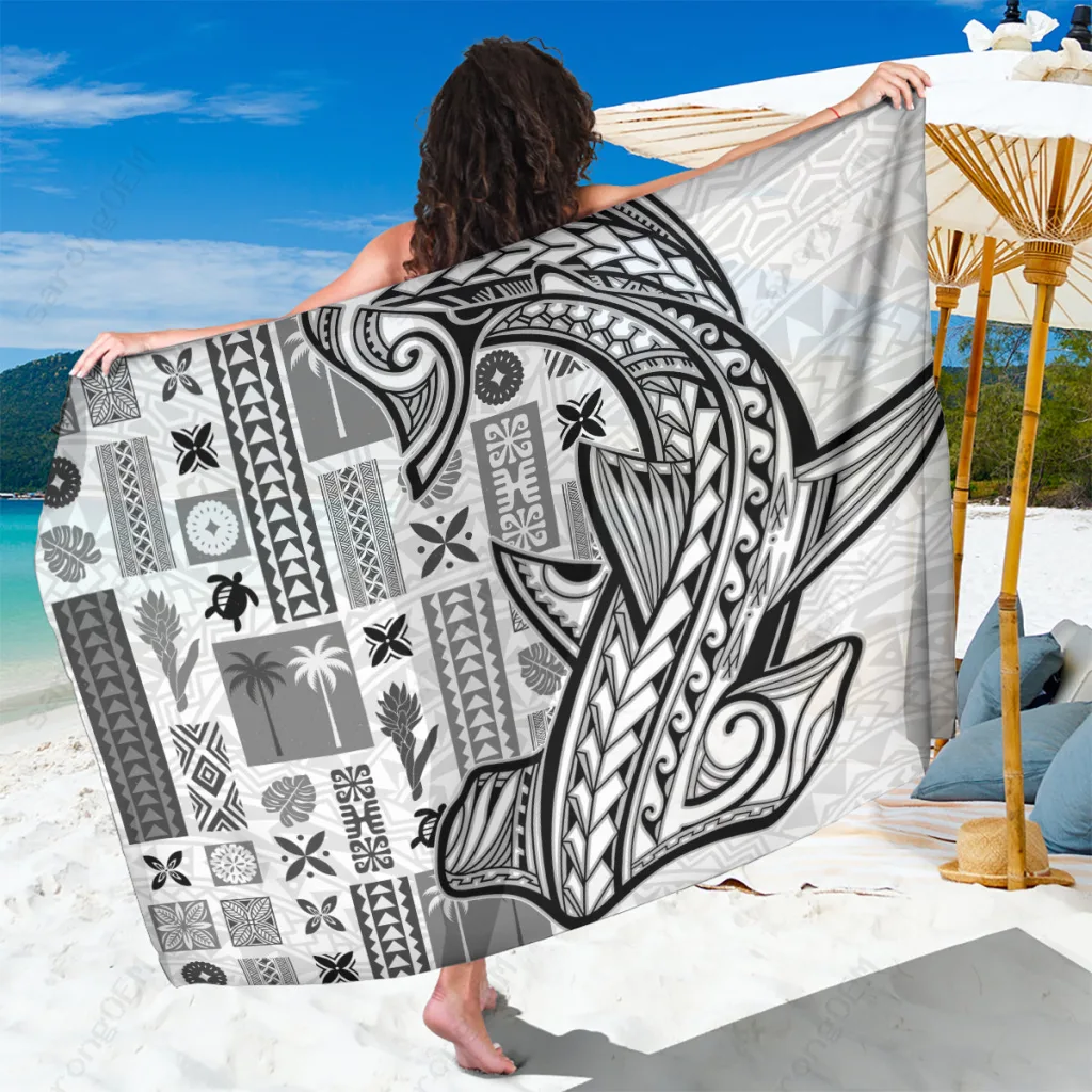 White Samoa Tapa Siapo Mix Tatau Sarong Polynesian Beach Wrap Pareo Wholesale