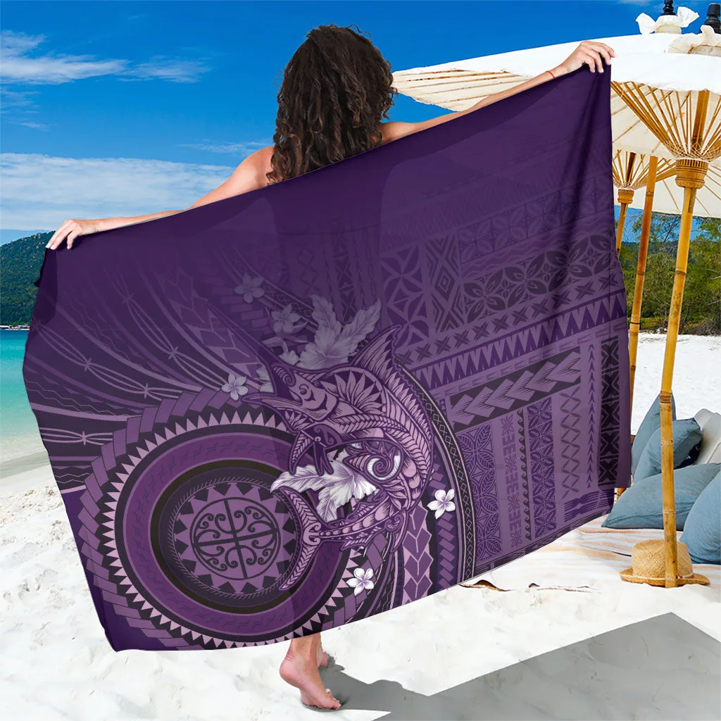 Samoa Tatau Marlin Sarong With Siapo Motifs Violet - main view