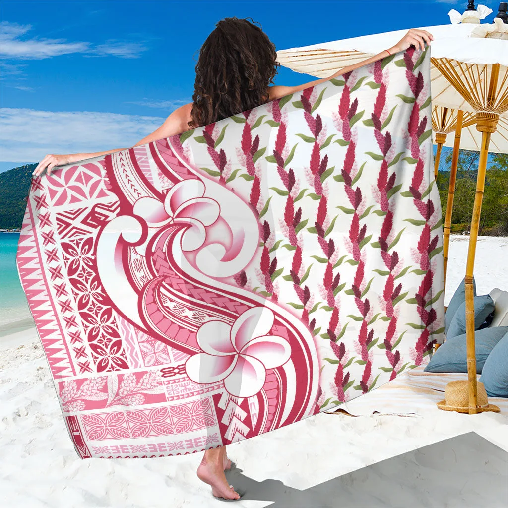White Samoa Siapo Motifs Printed Sarong Beach Wrap Polynesian Island Resort Cover Up Wholesale Pareo - main view