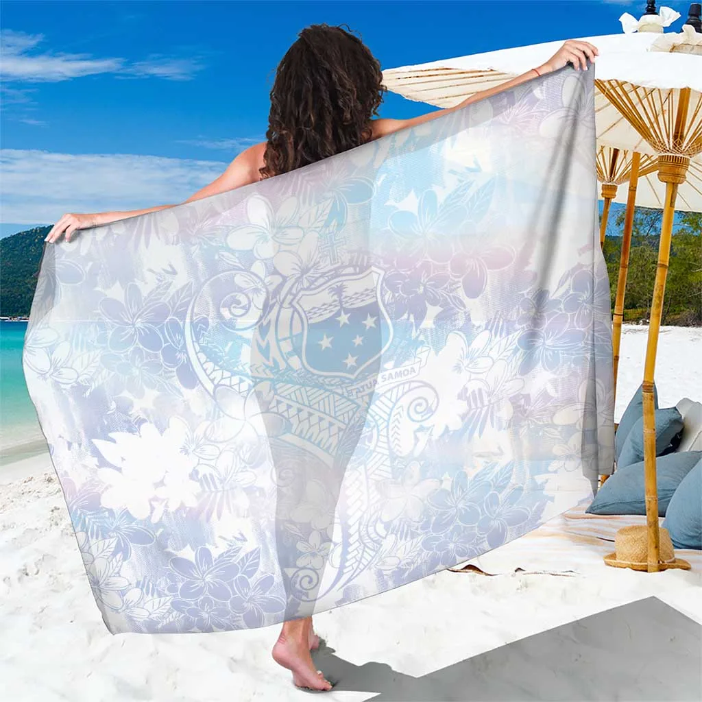 White Sunday Samoa Sarong Sweet Pastel Plumeria Floral Print Beach Wrap Cover Up Wholesale Pareo - main view