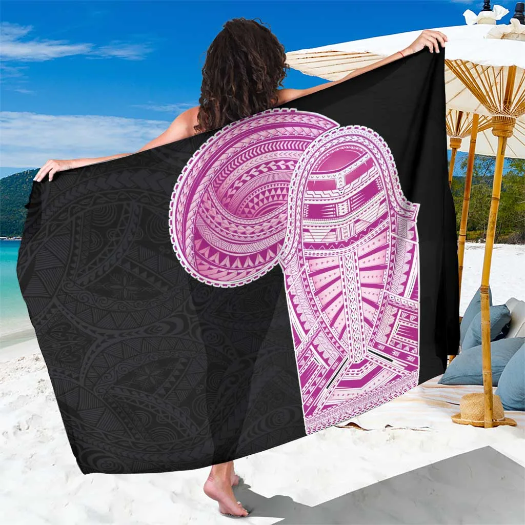 Pink Samoan Art Tattoo Polynesian Pattern Print Sarong Beach Wrap Wholesale Pareo - main view