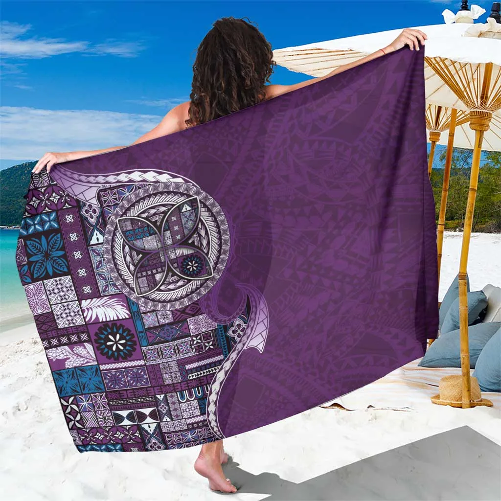 Purple Samoan Siapo Art Tattoo Polynesian Pattern Sarong Beach Wrap Pareo Wholesale - main view