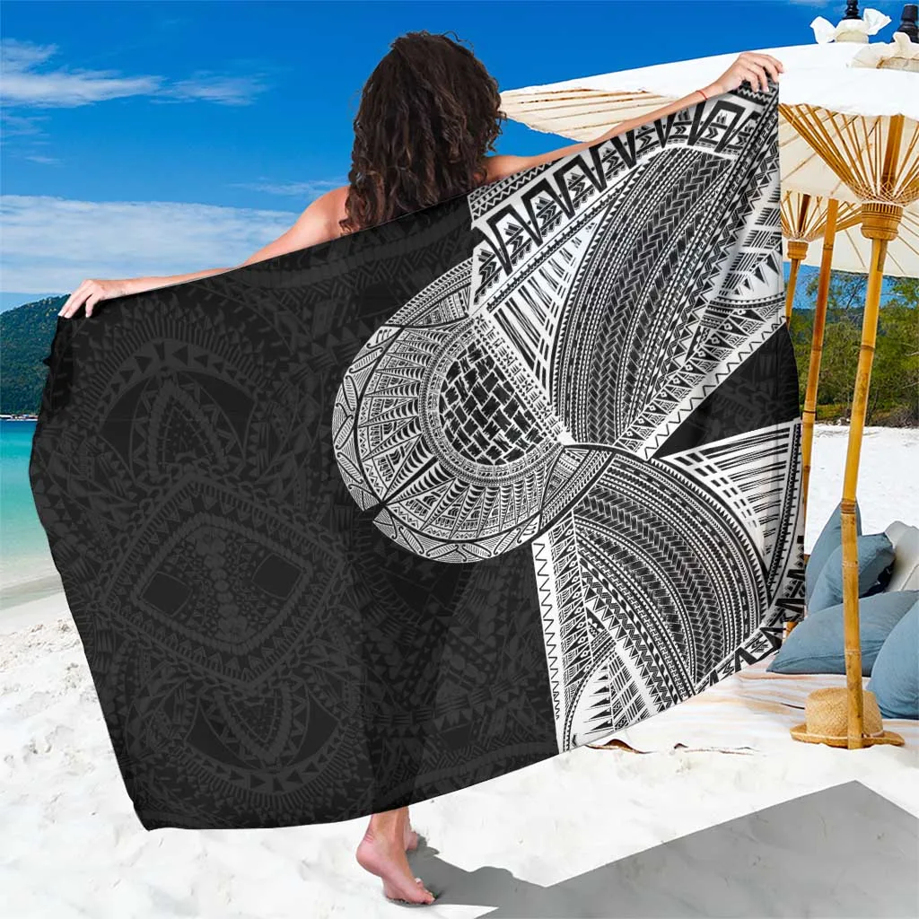 Black Samoan Tatau Tribal Tattoo Art Print Sarong Polynesian Beach Wrap Pareo Wholesale - main view