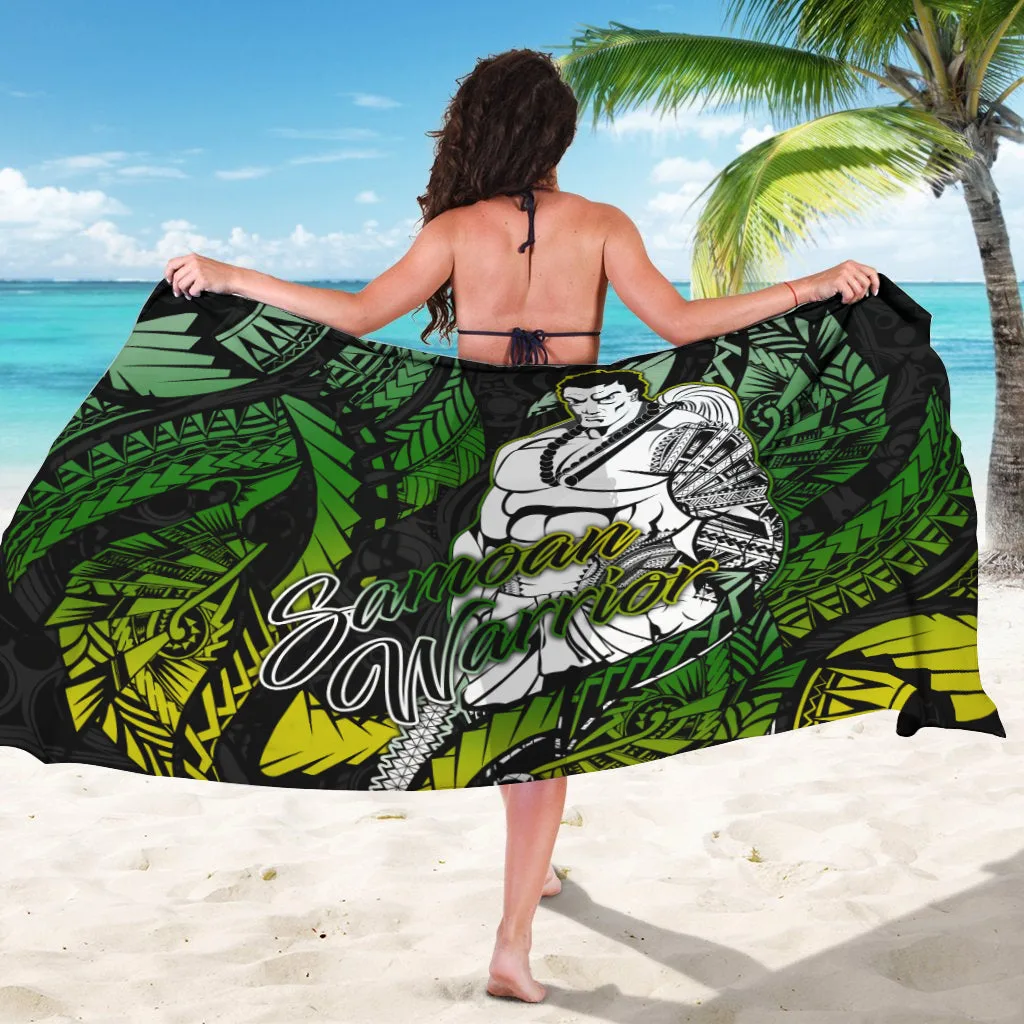 Black Samoan Warrior Tribal Pattern Print Sarong Polynesia South Pacific Beach Wrap Wholesale Pareo - main view