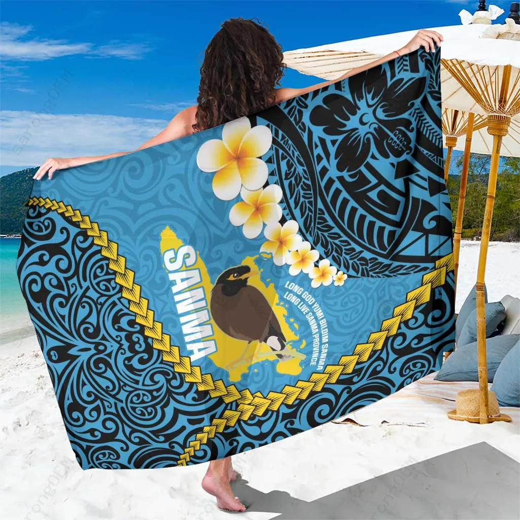 Yellow Plumeria Bird Vanuatu Flag Color Print Sarong South Pacific Tropical Beach Cover Up Wholesale Pareo - main view