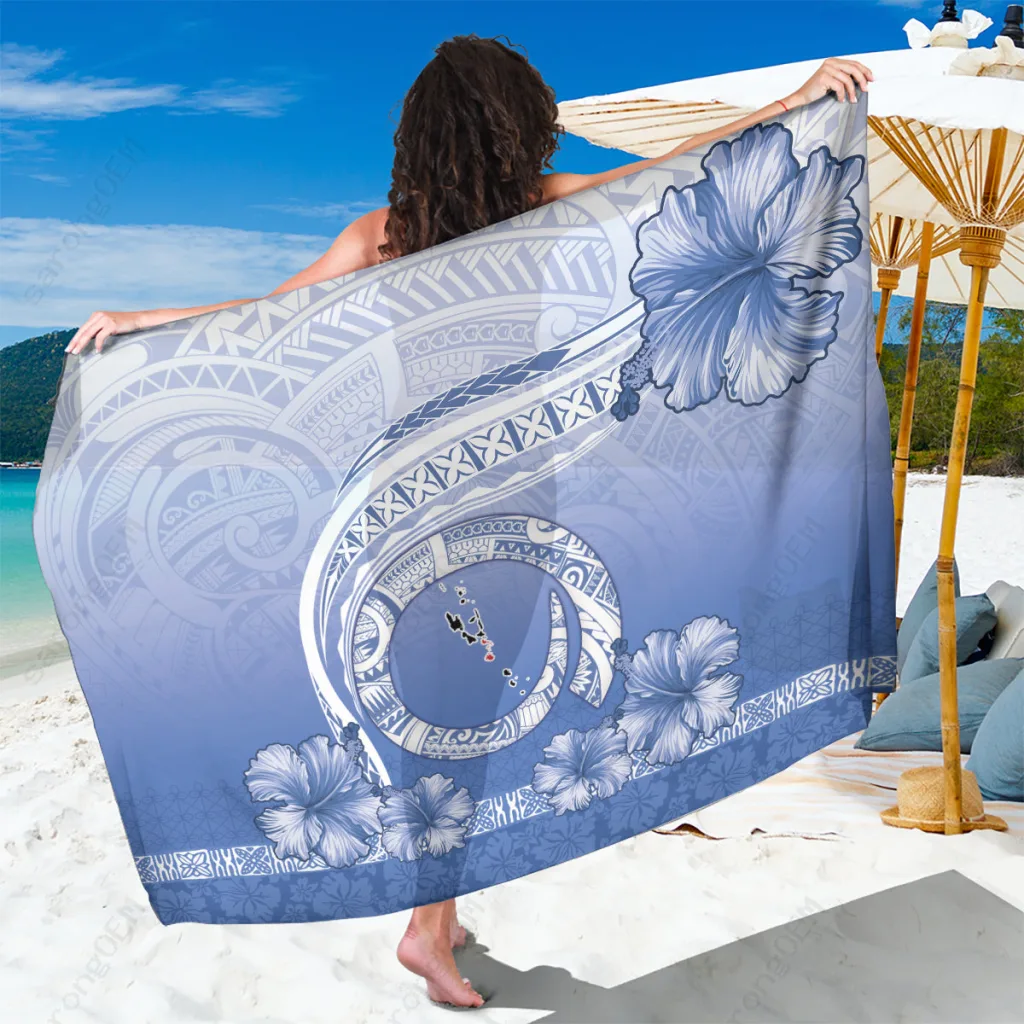 Hibiscus Sand Drawing Sarong Vanuatu South Pacific Beach Wrap Cover Up Resort Pareo Wholesale