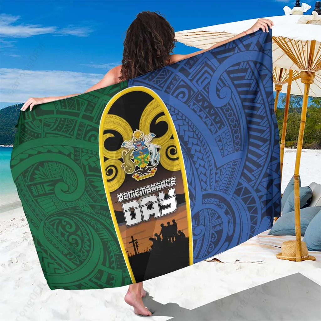 Navy Polynesian Tattoo Remembrance Day Print Sarong Beach Wrap South Pacific Island Cover Up Wholesale Pareo