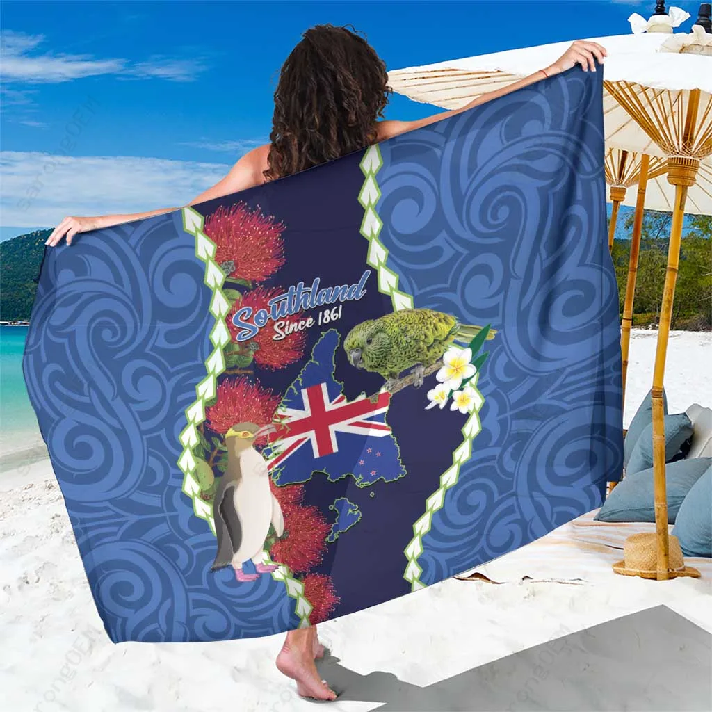 White Multi-Color Tropical Bird Hibiscus Print Sarong South Pacific Island Beach Wrap Pareo Wholesale - main view