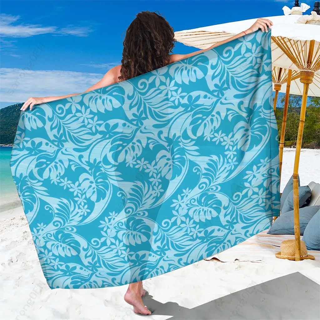 Tropical Floral Monstera Palm Leaves Print Sarong South Pacific Resort Beach Wrap Wholesale Pareo - main view