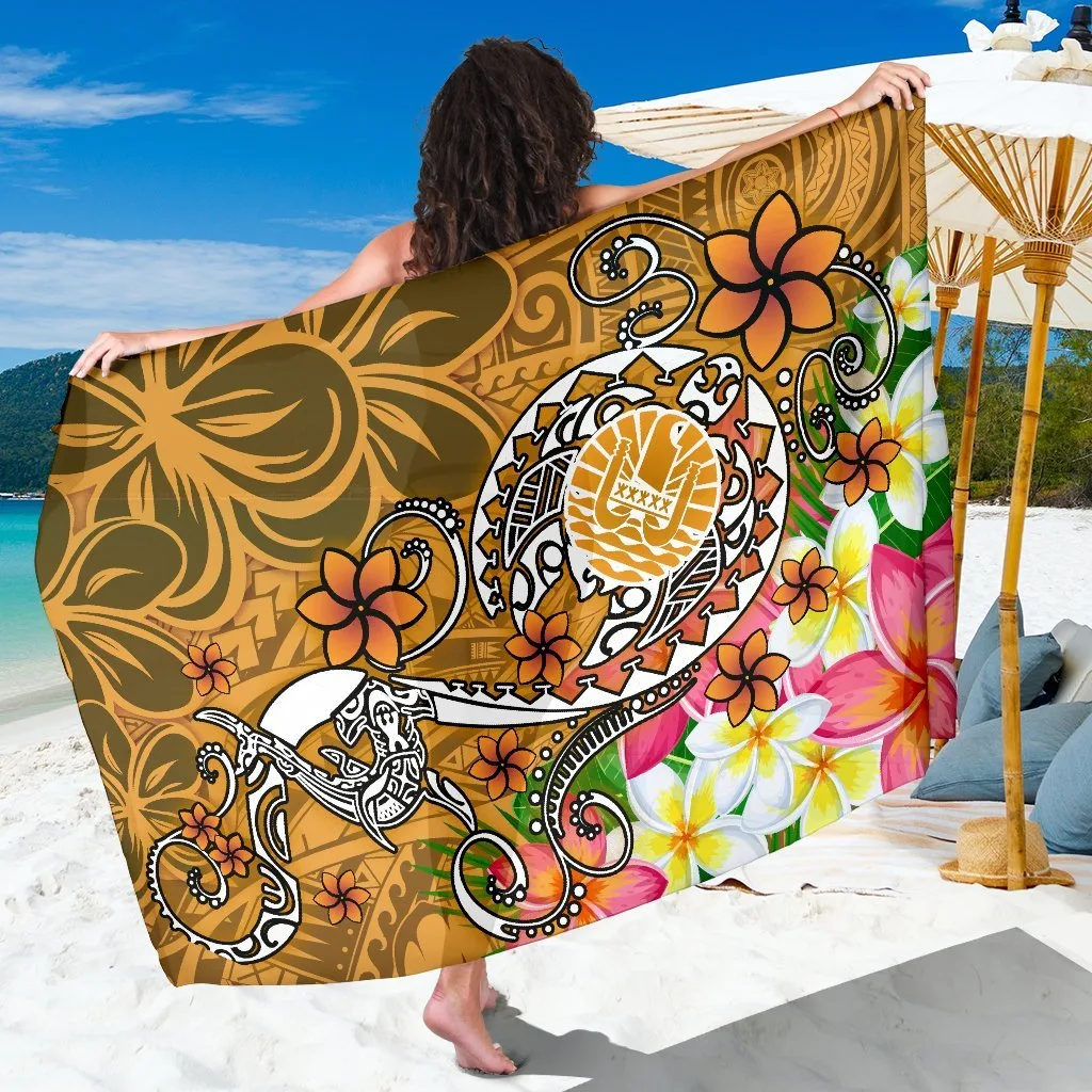 Tahiti Sarong Turtle Plumeria Gold - main view