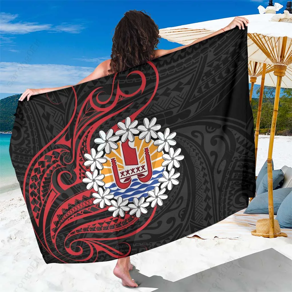 Colorful Polynesian Tribal Flower Sarong Beach Wrap Tropical Island Pareo Cover Up Wholesale