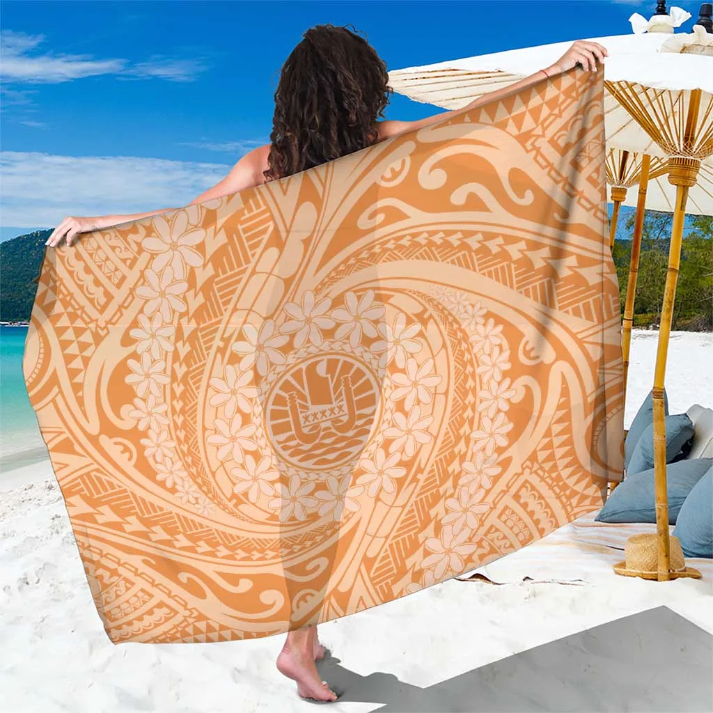 Gold Tahitian Tiare Flower Sarong Polynesian Pattern Beach Wrap Wholesale Pareo - main view