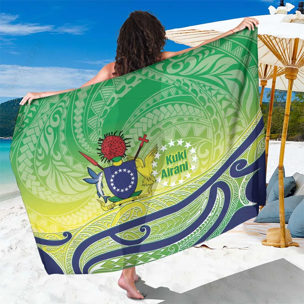 Multicolor Tribal Hibiscus Mandala Print Sarong Polynesian Style Beach Wrap for Resort Hotel Wholesale Pareo - main view
