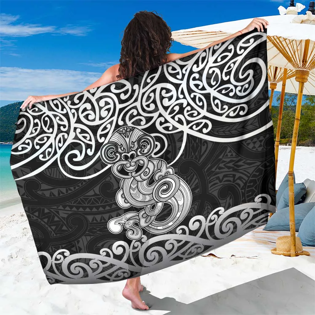 Red Tiki Art Palm Frangipani Print Sarong Polynesian Beach Wrap Wholesale Pareo - main view