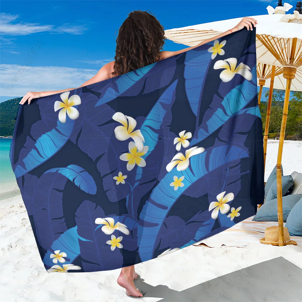 Purple Banana Leaf Plumeria Tropical Print Sarong Hawaii Beach Wrap Pareo Wholesale