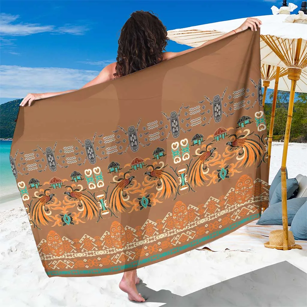 Red Terracotta Batik Papua Inspired Pattern Sarong Beach Wrap Pareo for Tropical Resort Custom OEM - main view