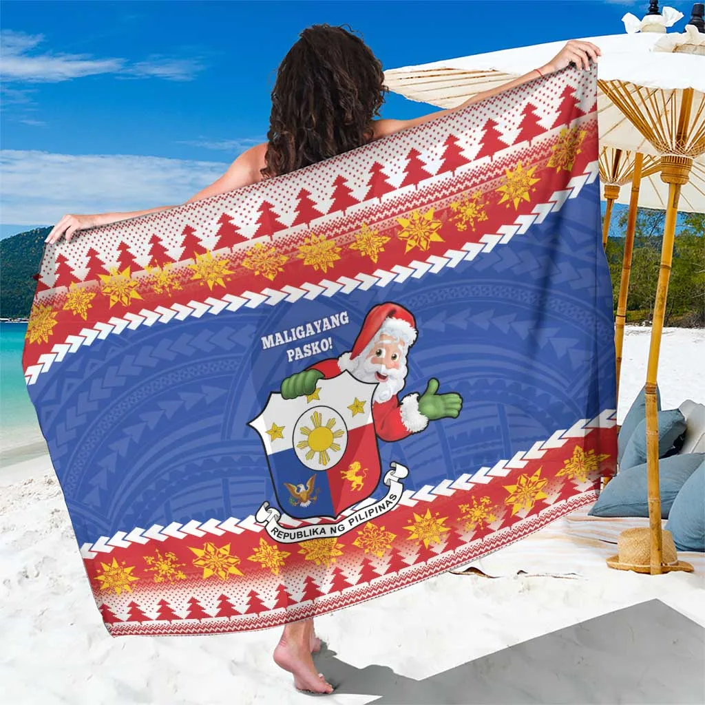 Red Christmas Pattern Snowflake Reindeer Tree Print Sarong Philippines Holiday Beach Wrap Wholesale Pareo - main view