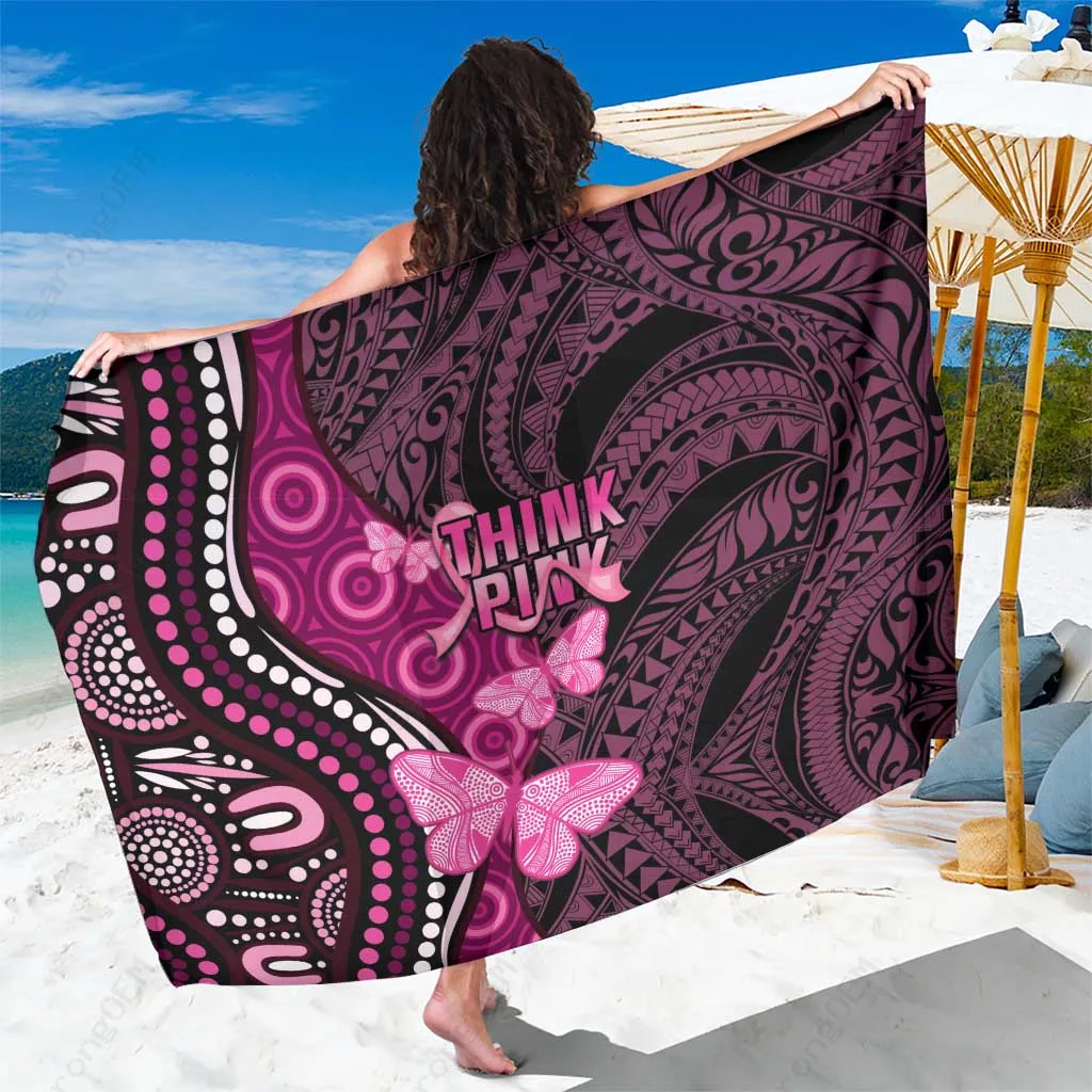 Pink Butterfly Aboriginal Polynesian Print Sarong Beach Wrap Tropical Island Cover Up Pareo Wholesale - main view