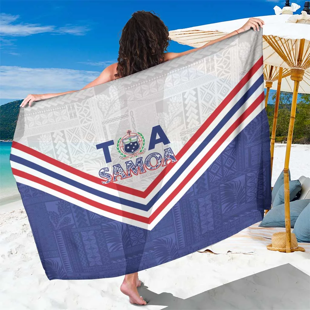 Blue Toa Samoa Rugby 1992 1993 Special Edition Tribal Flag Print Sarong Beach Wrap Polynesian Island Resort Cover Up Wholesale Lavalava - main view