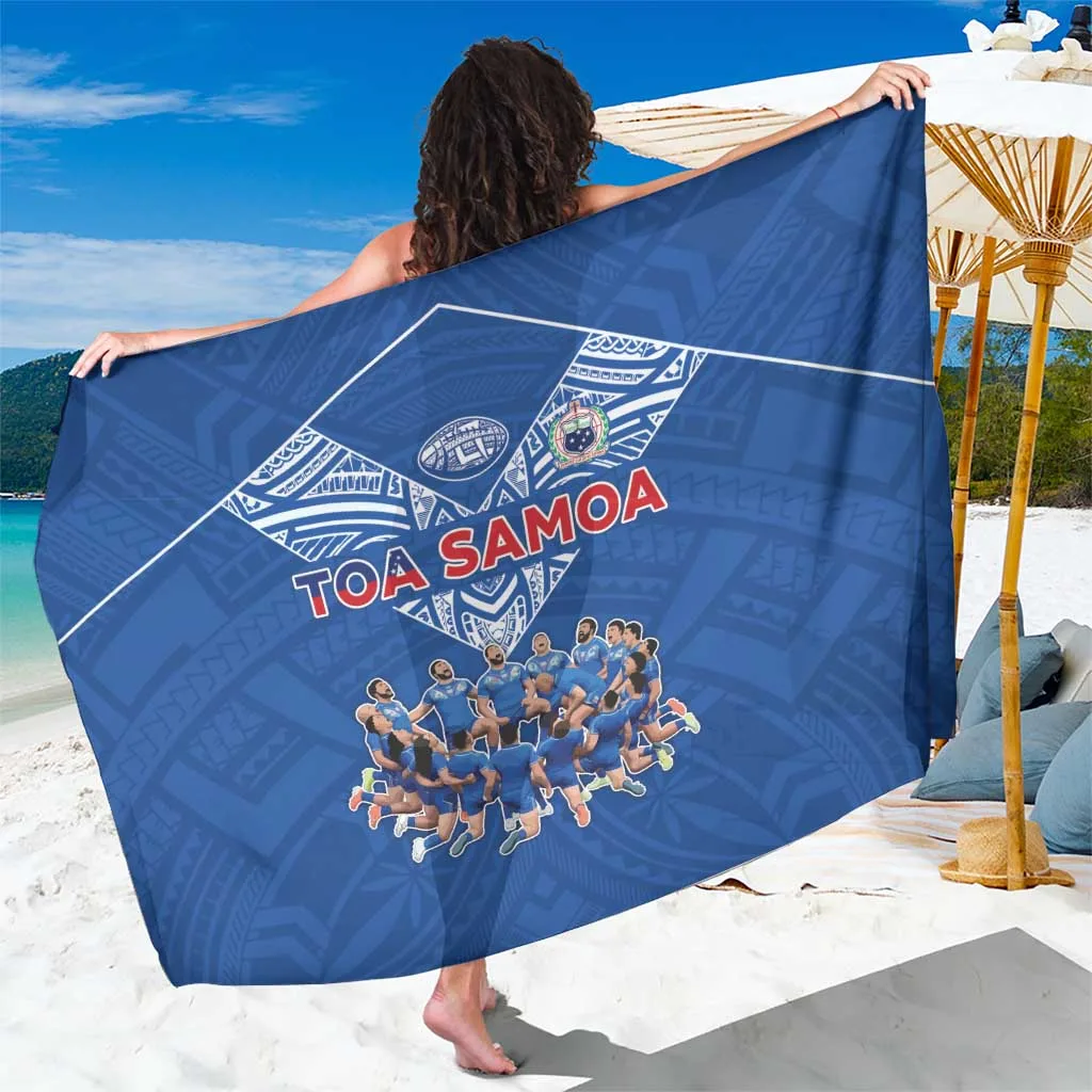 Black Samoan Warrior Tribal Tattoo Print Sarong Polynesian Beach Cover Up Pareo Wholesale - main view