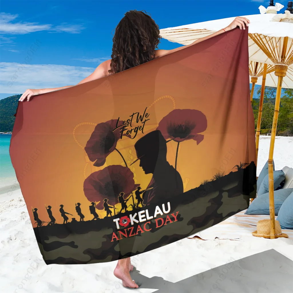 Camouflage Poppies Anzac Day Tribute Print Sarong South Pacific Island Beach Wrap Wholesale Pareo - main view