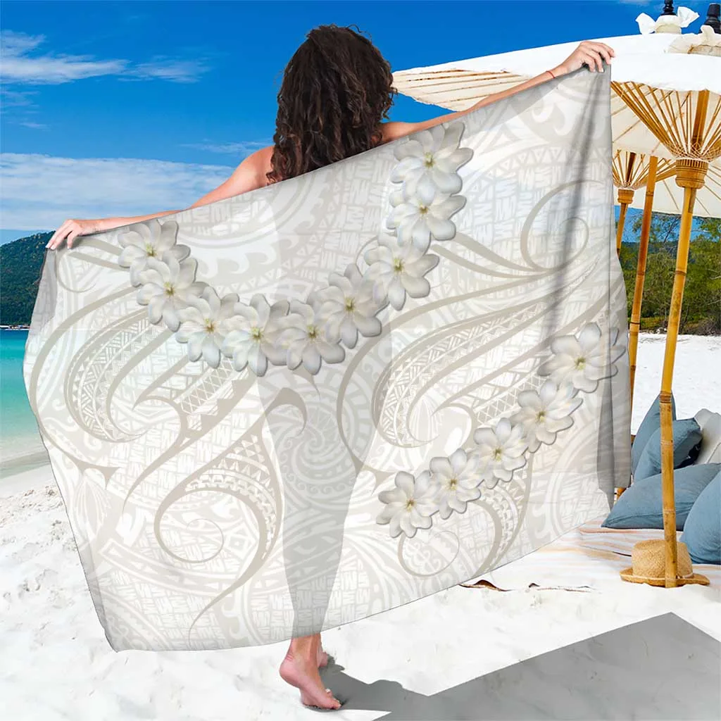 Black Polynesian Gardenia Thunbergia Floral Mandala Sarong Beach Wrap Resort Cover Up Wholesale Pareo - main view