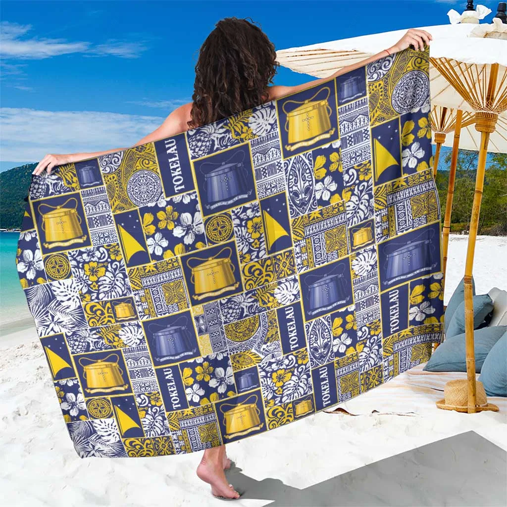 Tokelau Manuia Te Kilihimahi Sarong Pacific Patchwork Xmas Vibes Multicolor Tribal Floral Palm Print Sarong Polynesian Beach Wrap Wholesale Pareo - main view