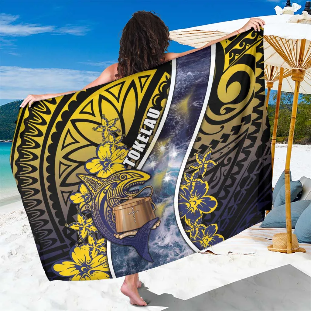 Deep Blue Waves Style National Badge Print Sarong Polynesian Beach Wrap for Resort Wholesale Pareo - main view