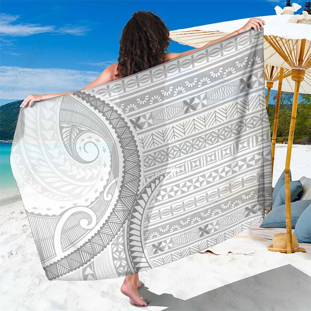 White Sun Mandala Tribal Print Sarong South Pacific Island Beach Wrap Pareo Wholesale - main view