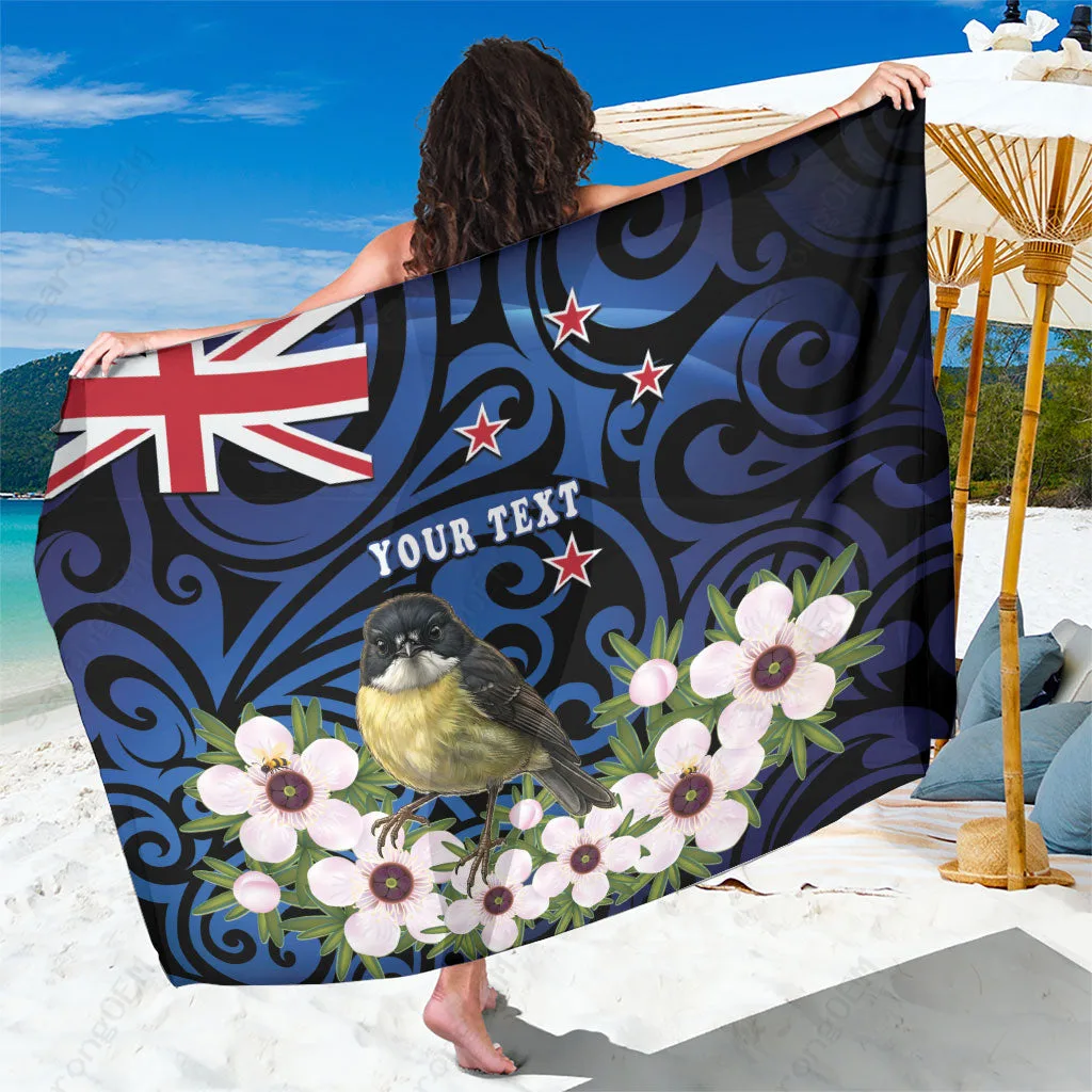 Floral Sarong with Tomtit Bird & Manuka Flower Maori Pattern Viscose Beach Wrap Polynesian Style Wholesale Pareo - related