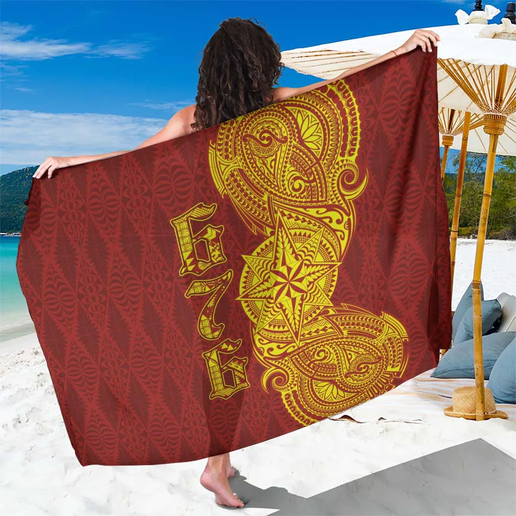 Black Tribal Tattoo Tonga Geometric Print Sarong Polynesian South Pacific Beach Wrap Wholesale Pareo - main view