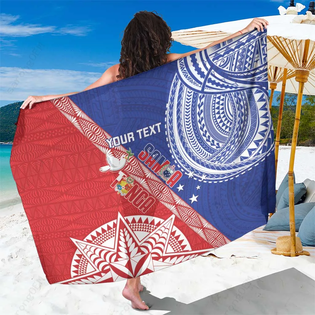 White Samoa Tonga Rugby Ikale Tahi Manu Samoa Floral Sarong Beach Wrap Polynesian Island Cover Up Wholesale Pareo - main view