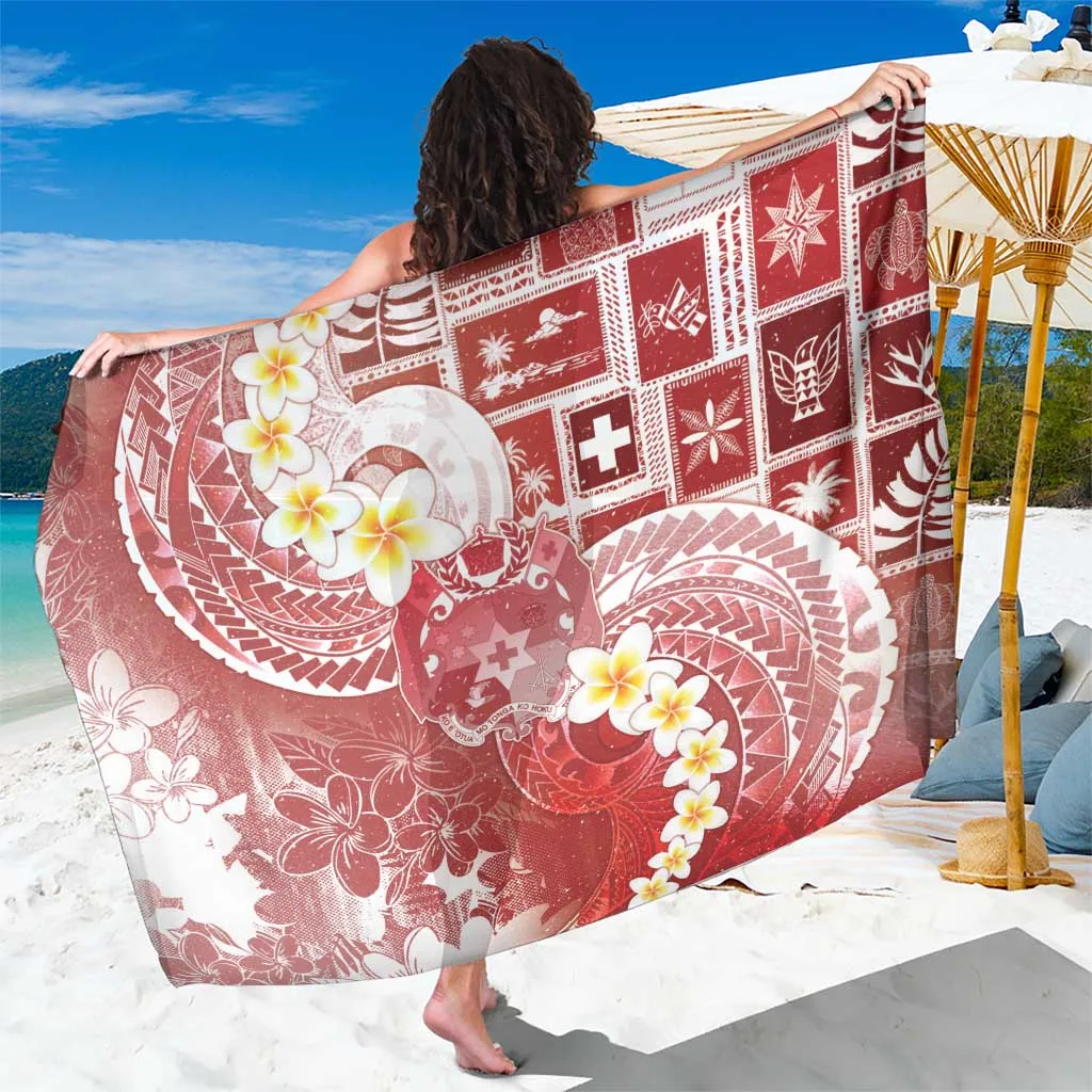 Red Tonga Christmas Kilisimasi Fiefia Retro Style Floral Print Sarong Beach Wrap Pareo Wholesale - main view