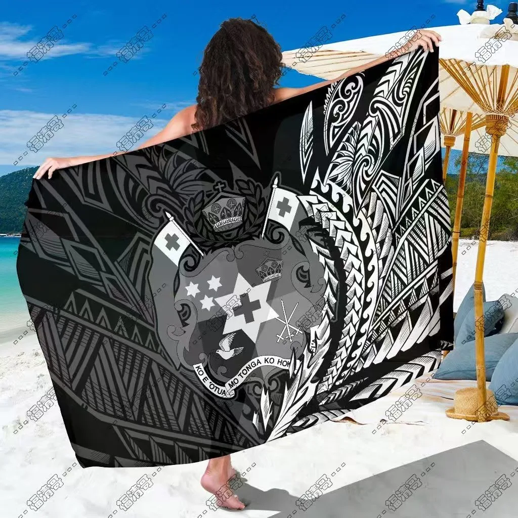 Tonga Coat of Arms Tribal Sarong Custom Sarong in Rayon Fabric - Custom Sarong