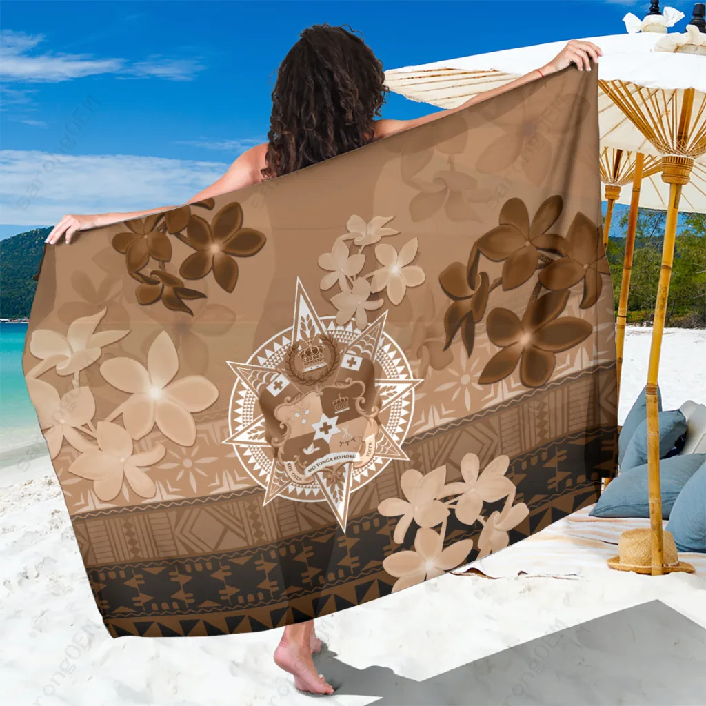 Tonga Emancipation Day Sarong Vintage Kupesi Ngatu Pattern Rayon Beach Wrap Polynesian Style Wholesale Pareo - main view