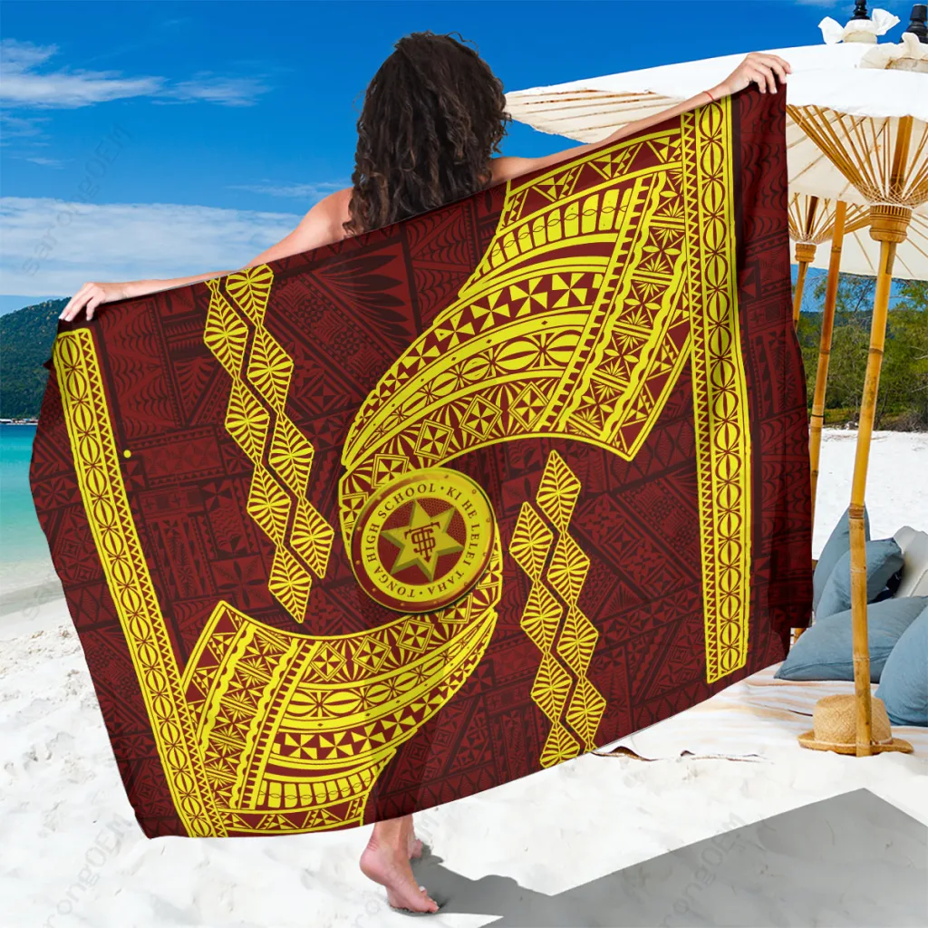 Tonga Ngatu Polynesian Pattern Print Sarong Beach Wrap Tropical Island Resort Cover Up Wholesale Pareo - main view