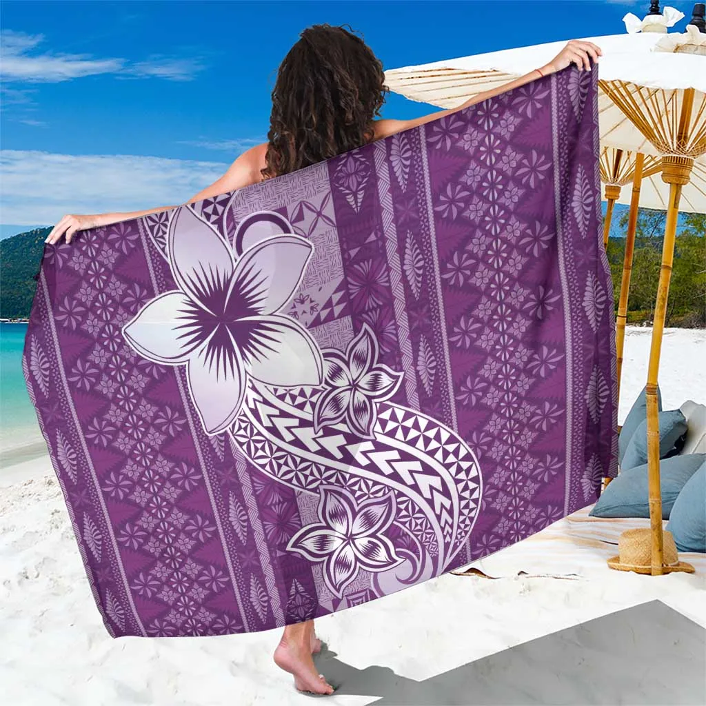 Tonga Kupesi Ngatu Sarong Vintage Purple Plumeria - main view