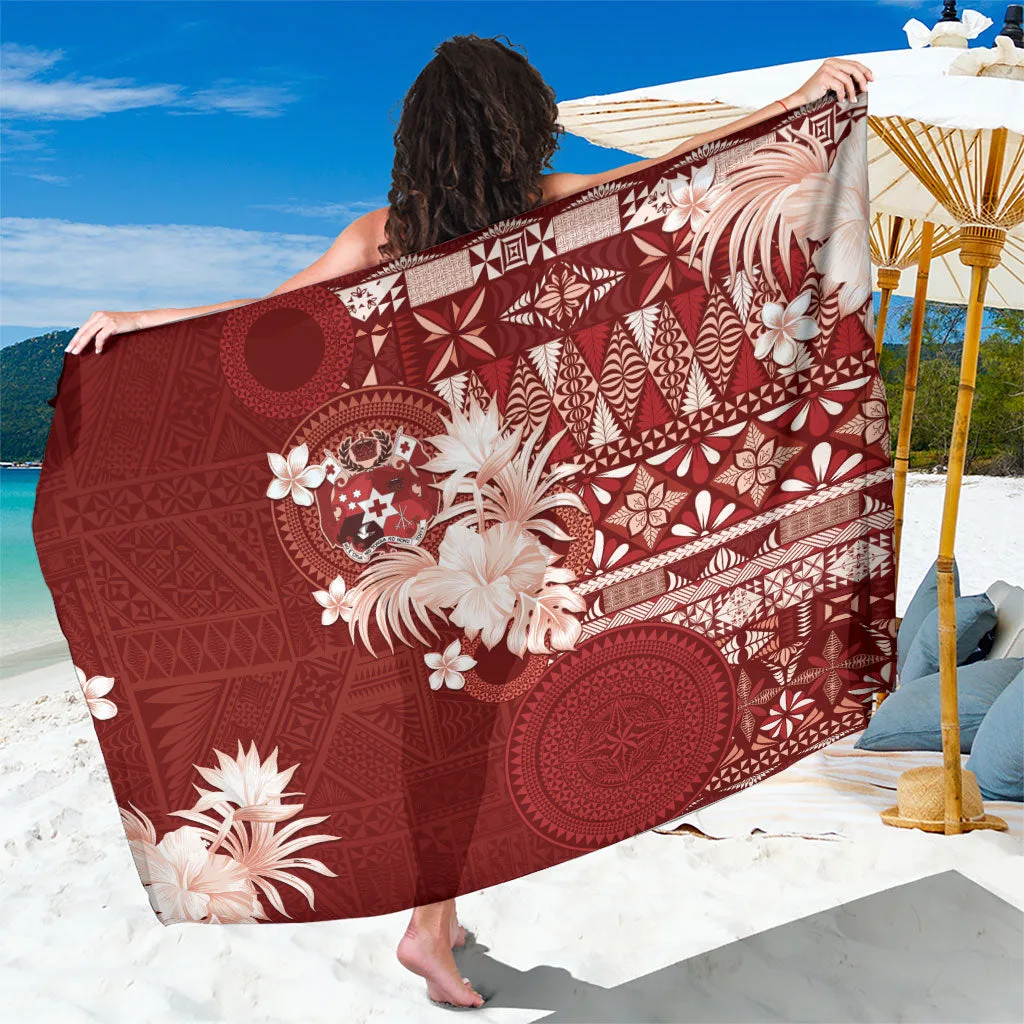 Tonga Ngatu Motifs Sarong With Coat Of Arms Red - related