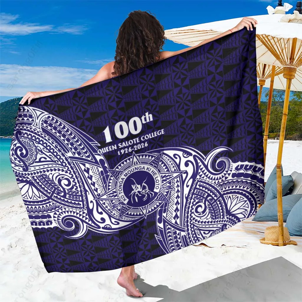 Cream Tonga Queen Salote College 100th Years Ngatu Tapa Print Sarong South Pacific Beach Wrap Wholesale Pareo - main view