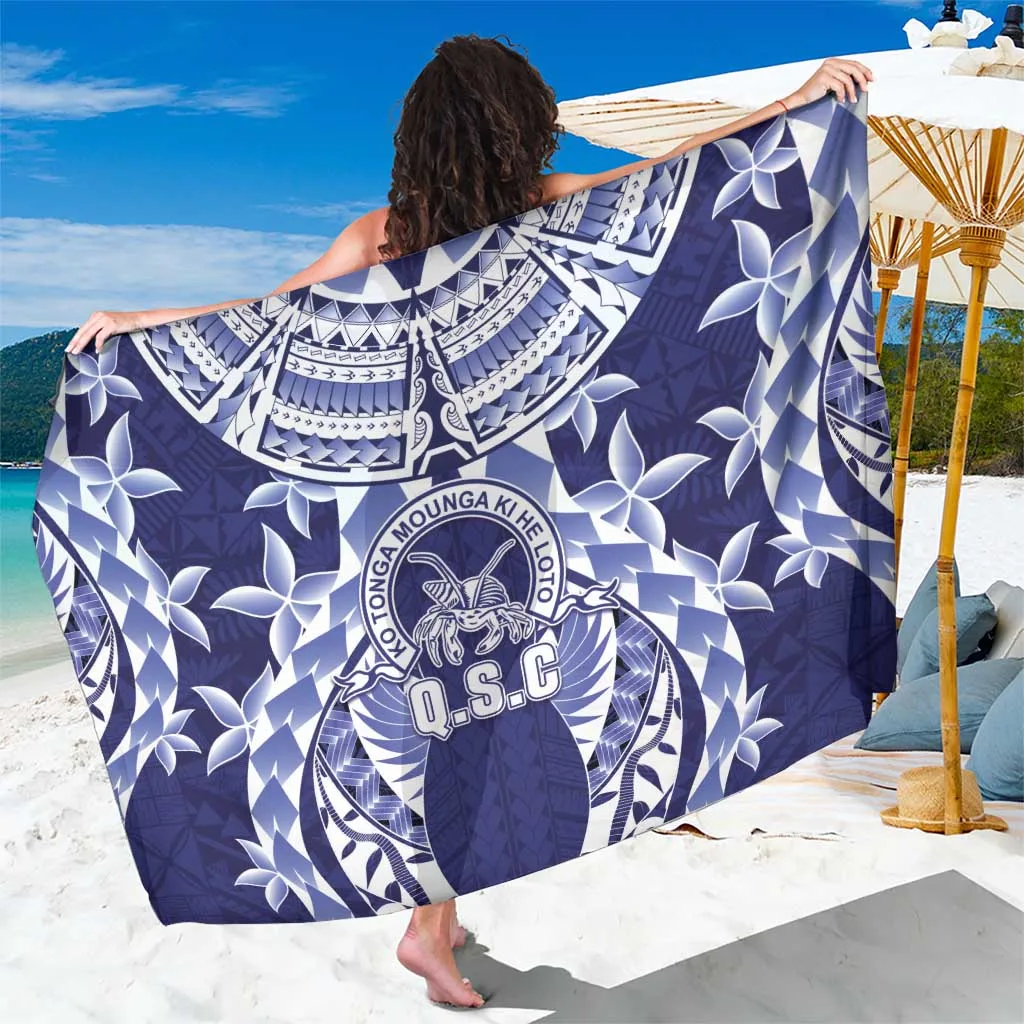 Navy Tonga Queen Salote College Centenary Tribal Print Sarong South Pacific Cultural Beach Wrap Wholesale Pareo - main view