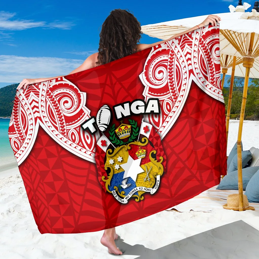 Deep Blue Gold Tonga Rugby Royal Tribal Print Sarong South Pacific Beach Wrap Wholesale Pareo - main view