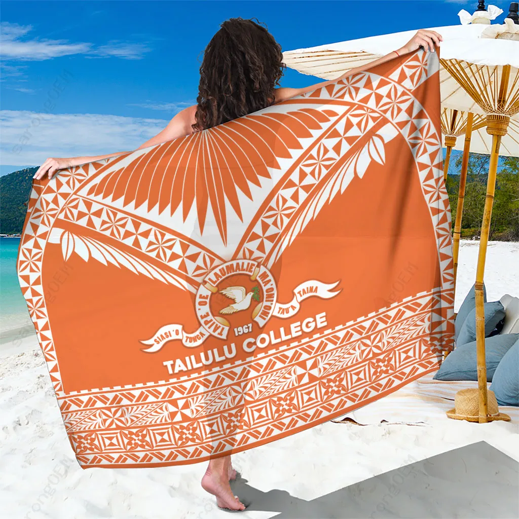 Tonga Tailulu College Pattern Turtle Hibiscus Print Sarong South Pacific Beach Wrap Wholesale Pareo - main view