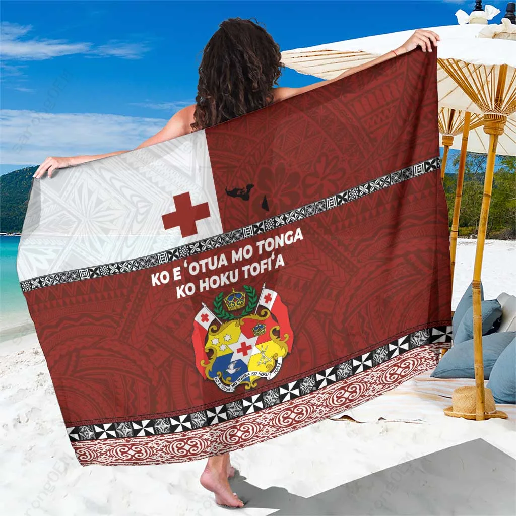 Tongan Ngatu Art Tattoo Emblem Print Sarong Beach Wrap Polynesian Island Cover Up Wholesale Pareo - main view