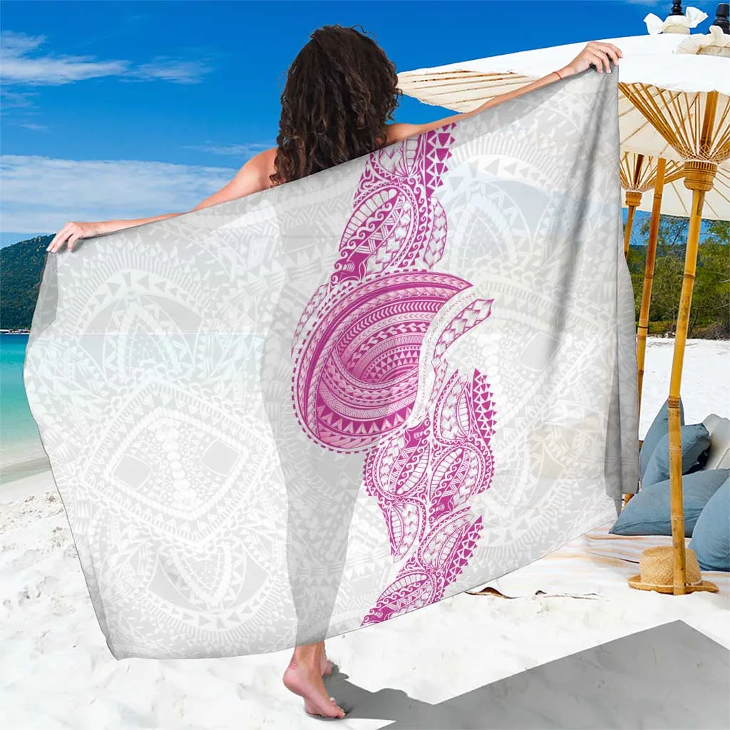 Pink Traditional Polynesian Art Tattoo Turtle Hibiscus Print Sarong Beach Wrap Resort Cover Up Wholesale Pareo - main view