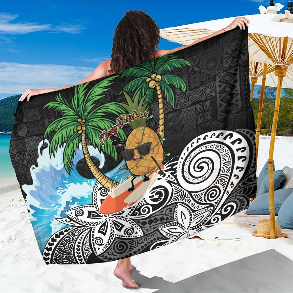 Tropical Christmas Polynesian Sarong Funny Surfing Pineapple - main view