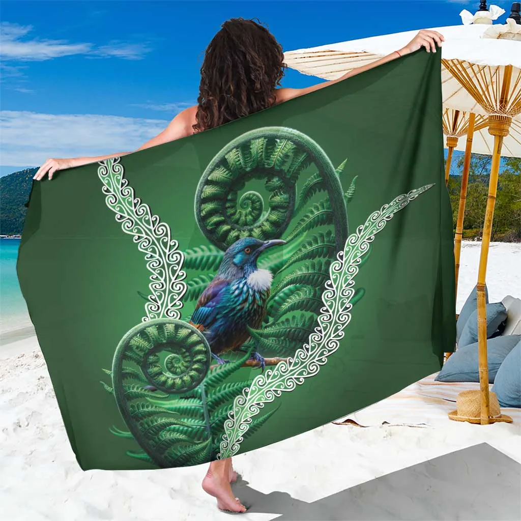 Tui Bird Koru Silver Fern Aotearoa Sarong - main view